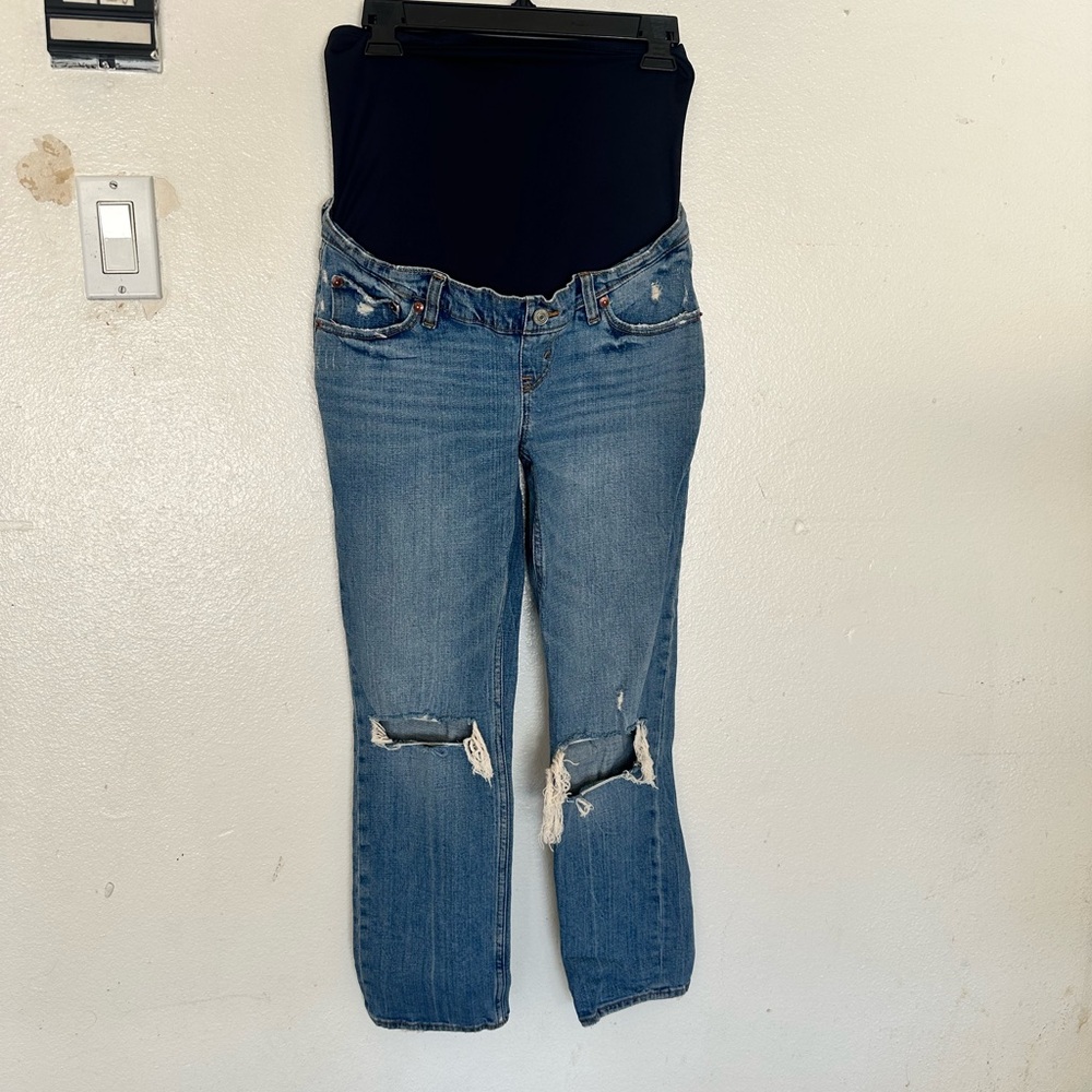 Abercrombie & Fitch Distressed Blue Cropped Jeans